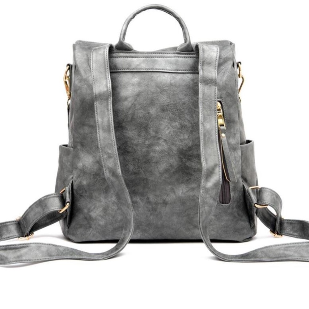 Luxe Vegan Leather Colorful Strap Backpack Shoulder bag - Picture 8 of 14